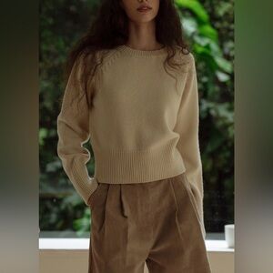W Concept Till I Die Extra Fine Wool Knit Sweater in Cream